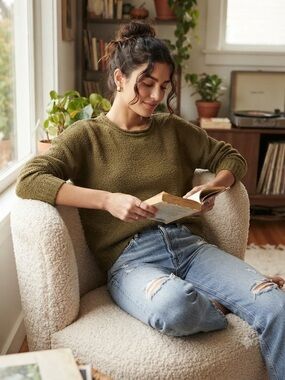 Olive Green Women's Cozy Knit Sweater